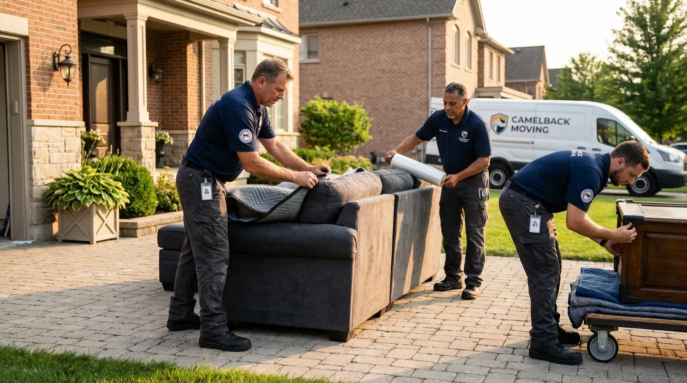 Large estate moving crew wrapping furniture in Hope, AR